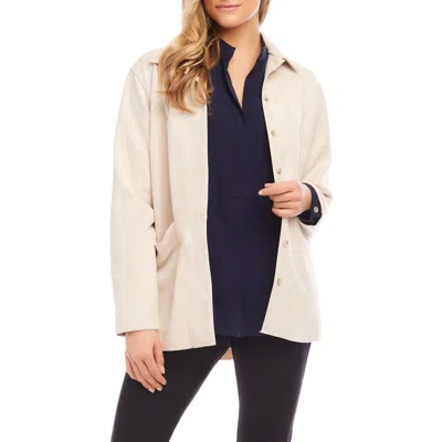 Karen Kane Faux Suede Shirt Jacket In Almond