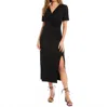 Karen Kane Faux Wrap Midi Dress In Black In Black