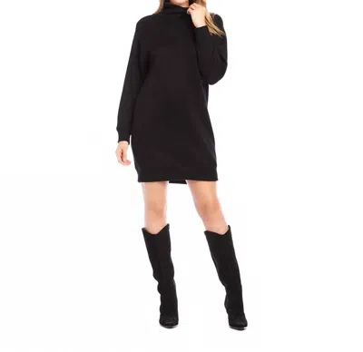 Karen Kane Faux Wrap Turtleneck Dress In Black