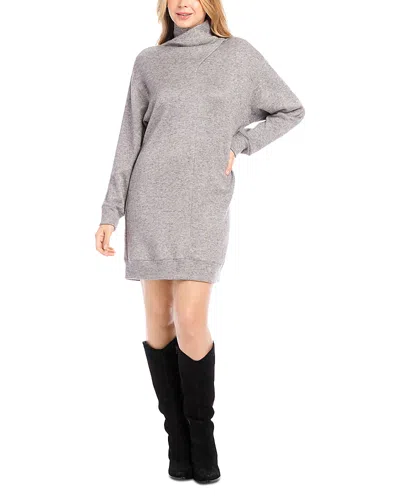 Karen Kane Long Sleeve Turtleneck Sweater Dress In Gray