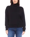 Karen Kane Faux Wrap Turtleneck Top In Black