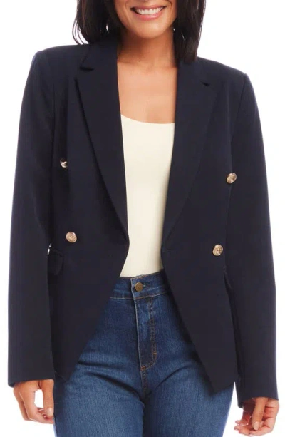 Karen Kane Fitted Double Breasted Blazer In Navy