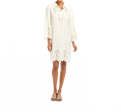 Karen Kane Flare Sleeve Cutout Embroidered Shirtdress In Cream In White