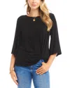 Karen Kane Womens Flare Sleeve Twist Front Pullover Top In Black