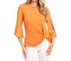 Karen Kane Flare Sleeve Pick-up Top In Orange In Orange