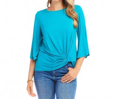Karen Kane Flare Sleeve Pick-up Top In Teal In Blue