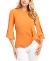 Karen Kane Flare Sleeve Twist Hem Jersey Top In Orange