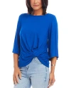 Karen Kane Twist Front Flare Sleeve Jersey Top In Sapphire Blue