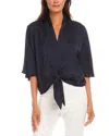 Karen Kane Tie Front Crepe Top In Navy
