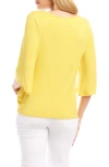 Karen Kane Flare Sleeve Twist Hem Jersey Top In Yellow