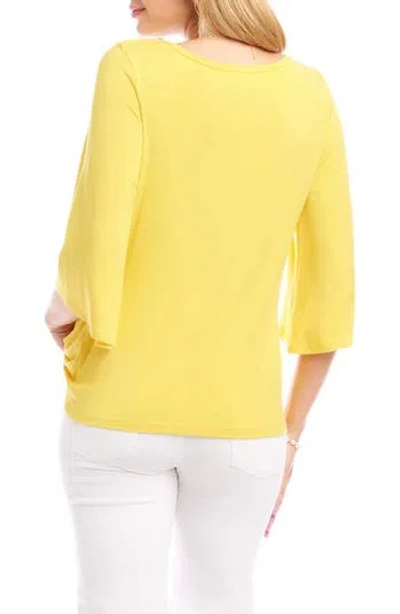 Karen Kane Flare Sleeve Twist Hem Jersey Top In Yellow