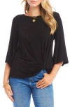 Karen Kane Womens Flare Sleeve Twist Front Pullover Top In Black