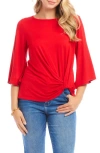 Karen Kane Flare Sleeve Twist Hem Jersey Top In Fire