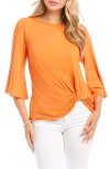 Karen Kane Flare Sleeve Twist Hem Jersey Top In Orange