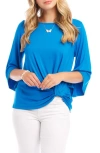 Karen Kane Flare Sleeve Twist Hem Jersey Top In Royal