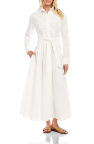 Karen Kane Lace Applique Midi Shirtdress In Off White