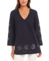 Karen Kane Floral Cutout Top In Navy