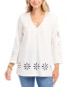 Karen Kane Floral Cutout Top In Off White