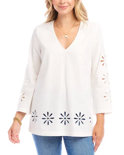 Karen Kane Floral Cutout Top In Off White