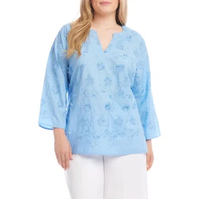 KAREN KANE KAREN KANE FLORAL EMBROIDERED COTTON TUNIC TOP