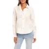 Karen Kane Floral Embroidery Button-up Shirt In Cream
