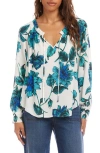Karen Kane Floral Gathered Neck Peasant Top In Multi