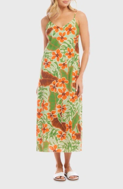 Karen Kane Floral Linen Blend Slipdress In Print