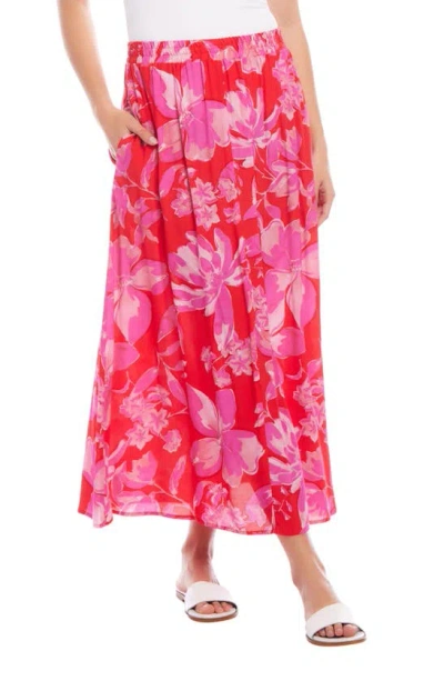 Karen Kane Pleated Print Midi A-line Skirt In Floral Print