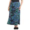 Karen Kane Floral Print Bias Cut Midi Skirt In Blue