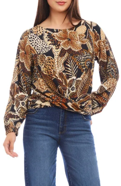 Karen Kane Floral Print Drape Front Top