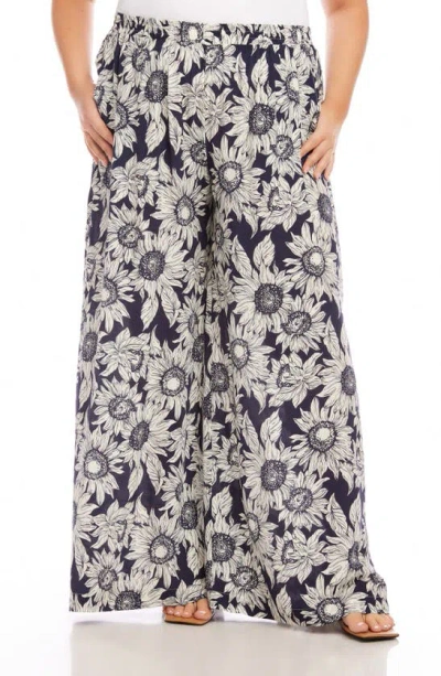 Karen Kane Floral Print High Waist Wide Leg Pants