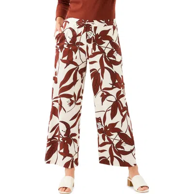 Karen Kane Floral Print Stretch Cotton Drawstring Wide Leg Pants In Animal Print