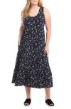 Karen Kane Plus Floral Tiered Midi Dress In Print