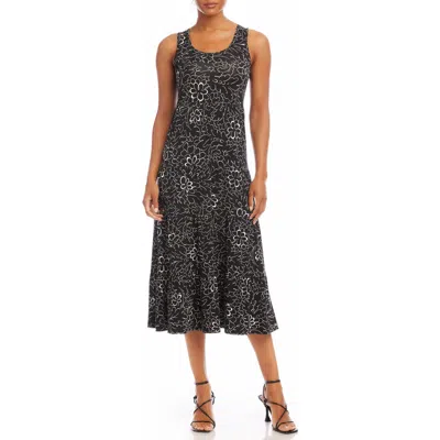 KAREN KANE KAREN KANE FLORAL PRINT TIERED SLEEVELESS MIDI DRESS