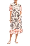 Karen Kane Floral Puff Sleeve Cotton Midi Shirtdress In Print