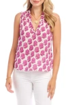 Karen Kane Floral Ruffle Accent Sleeveless Cotton Top In Pink Print