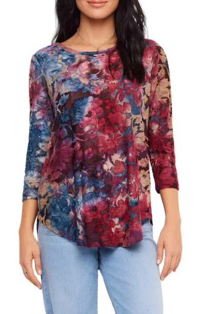 Karen Kane Tie Dye Burnout Shirttail Hem Top In Multi