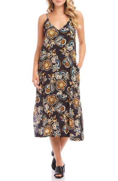 Karen Kane Floral Sleeveless Crepe Midi Dress In Print