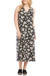 Karen Kane Sleeveless V Neck Midi Dress In Black Floral In Black