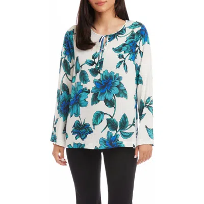 Karen Kane Floral Tie Neck Side Slit Tunic In Multi