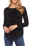 KAREN KANE KAREN KANE FLORAL VELVET BURNOUT SHIRTTAIL TOP