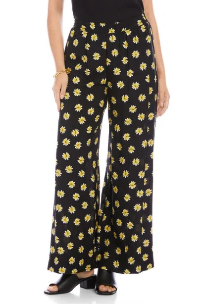 Karen Kane Flowy Wide-leg Pants In Print In Black