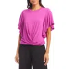 Karen Kane Flutter Sleeve Drape Front Jersey Top In Purple