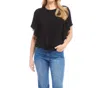 Karen Kane Flutter Sleeve Drape Front Jersey Top In Black