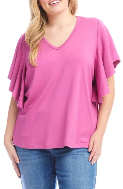 Karen Kane Flutter Sleeve Knit Top In Tulip