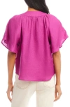 Karen Kane Flutter Sleeve Linen Top In Purple