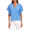 Karen Kane Flutter Sleeve T-shirt In Dusty Blue