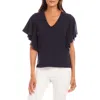 Karen Kane Flutter Sleeve T-shirt In Blue