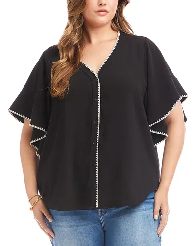 Karen Kane Flutter Sleeve Top In Black