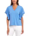 Karen Kane Flutter Sleeve T-shirt In Dusty Blue